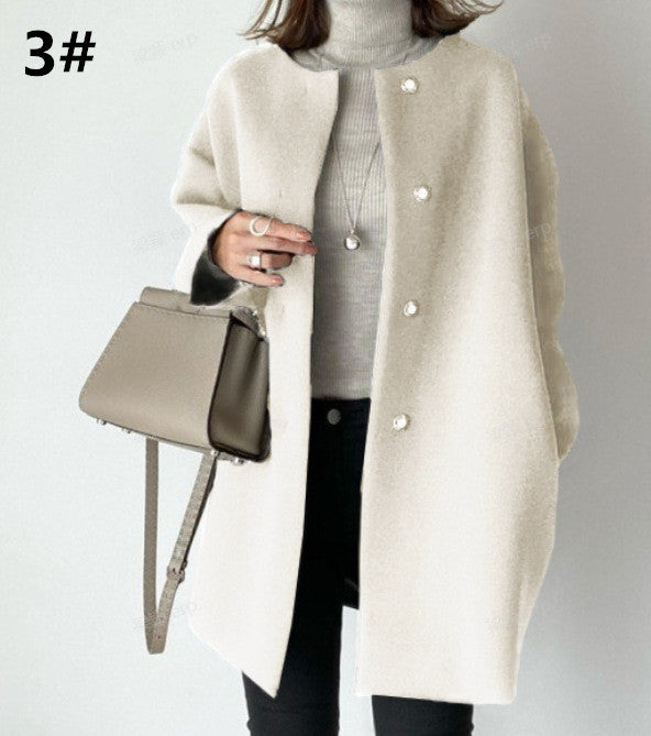 Cappotto nuovo autunno-inverno da donna, cappotto di media lunghezza, capospalla, copre i fianchi, nasconde i difetti, casual