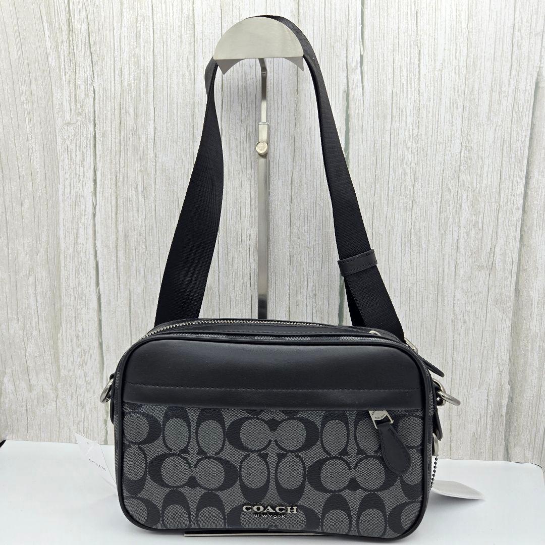 メンズ COACH ショルダーバッグ シグネチャー クロスボディ ブラック