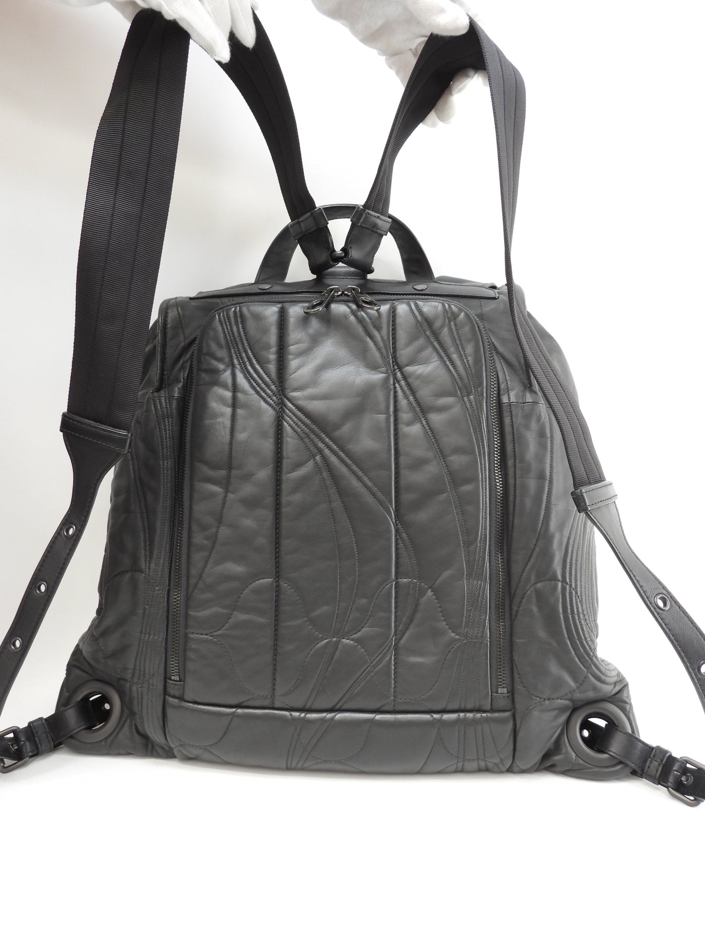 Bottega Veneta Zaino in pelle di agnello grigio Rucksack Borsa a mano@B05308902Z