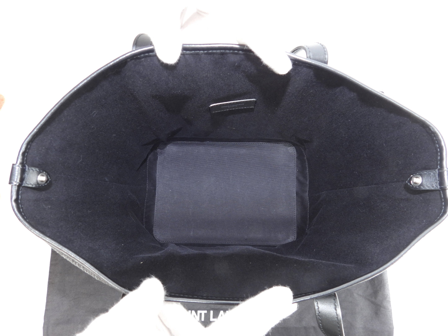 Saint Laurent Borsa Tote Teddy YSL Nera con Pochette Interna a Sacchetto Tracolla @ 2