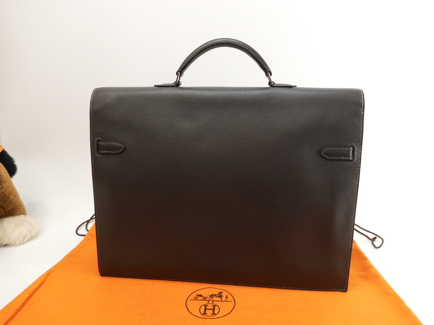 Hermès Kelly Depeches 38 Epsom/Etain Metalleria Argentata Cartella @□I