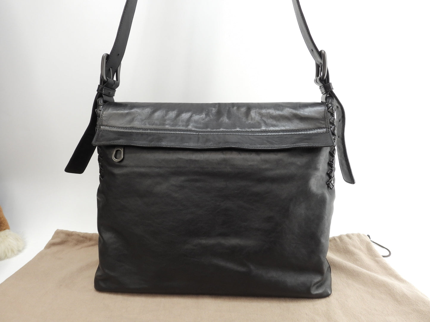 Bottega Veneta Borsa Messenger Coccodrillo/Pelle Nera Borsa a Tracolla@B00517184E