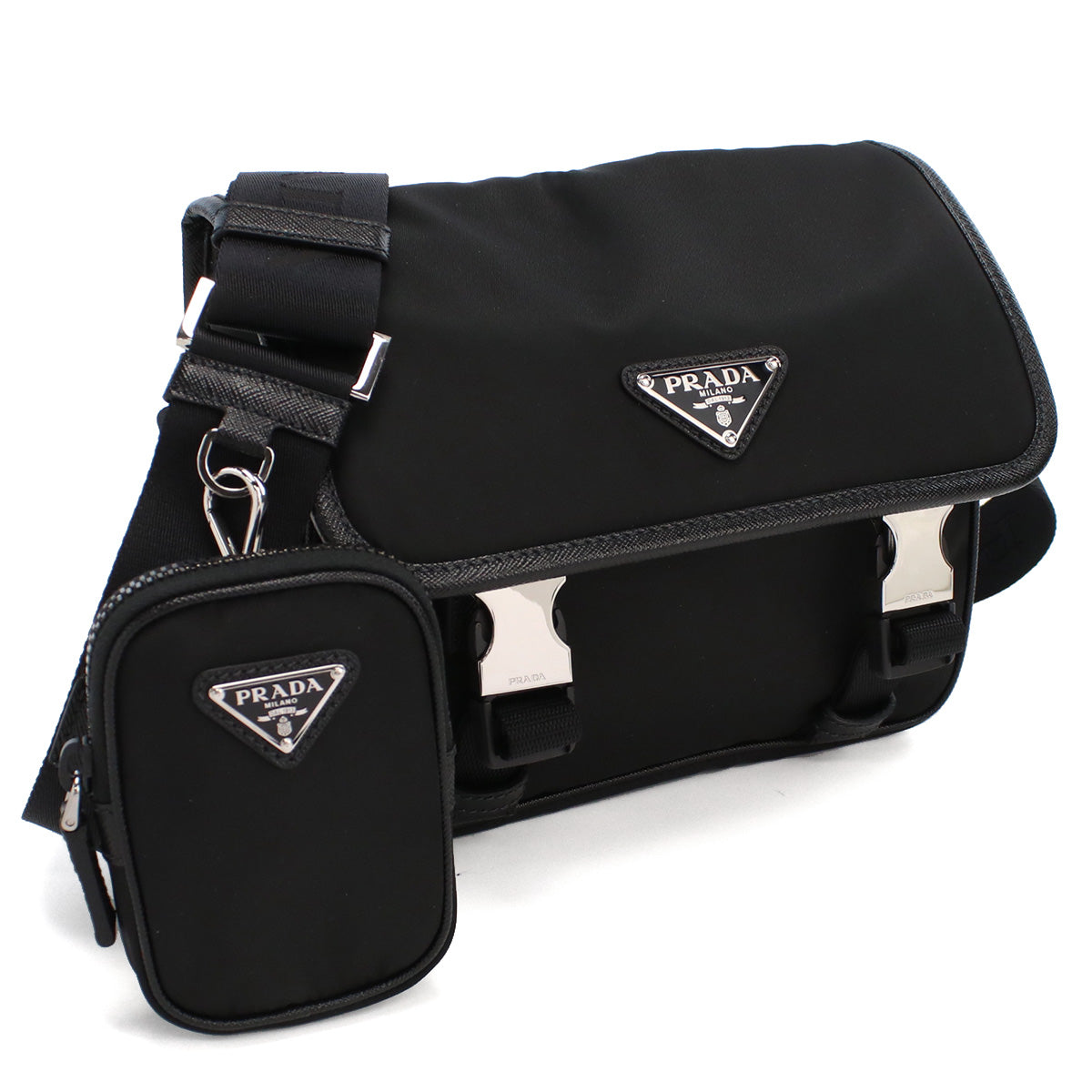 プラダ PRADA  斜め掛け ショルダーバッグ  リナイロン サフィアーノ トライアングルロゴ  メンズ ブランド2VD034　2DMH V XOP　F0002NERO ブラック　bag-01