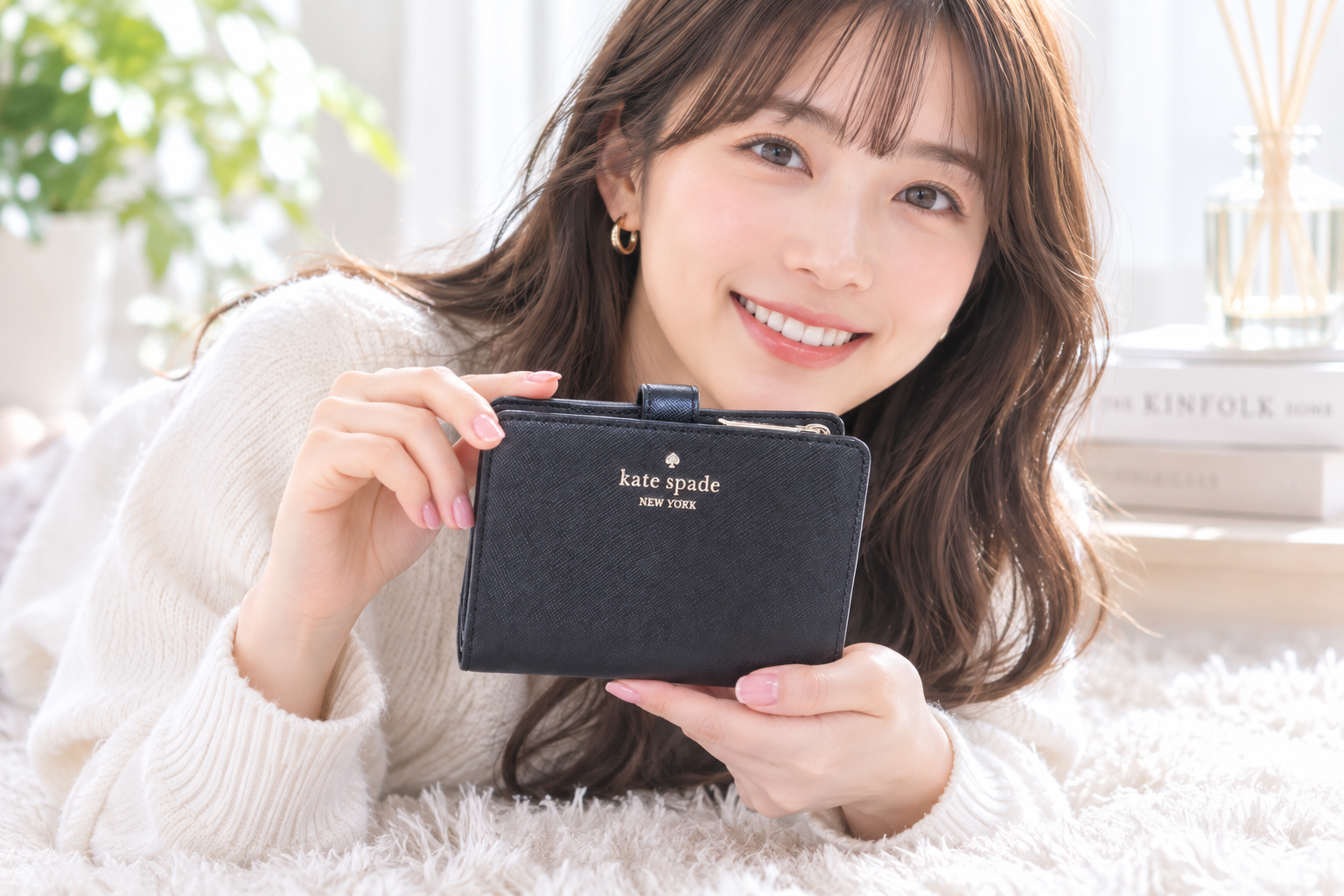 ケイトスペード 財布 レディース 二つ折り コンパクト レザー ブラック WALLETS MED COMBIFLD KN752 001 kate spade アウトレット