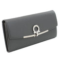 フェラガモ FERRAGAMO GANCINO CLIP 長財布ニ折小銭入付き　ブランド22-D150 0762989　DARK GREY　ガンチーノクリップグレー系　wallet-01