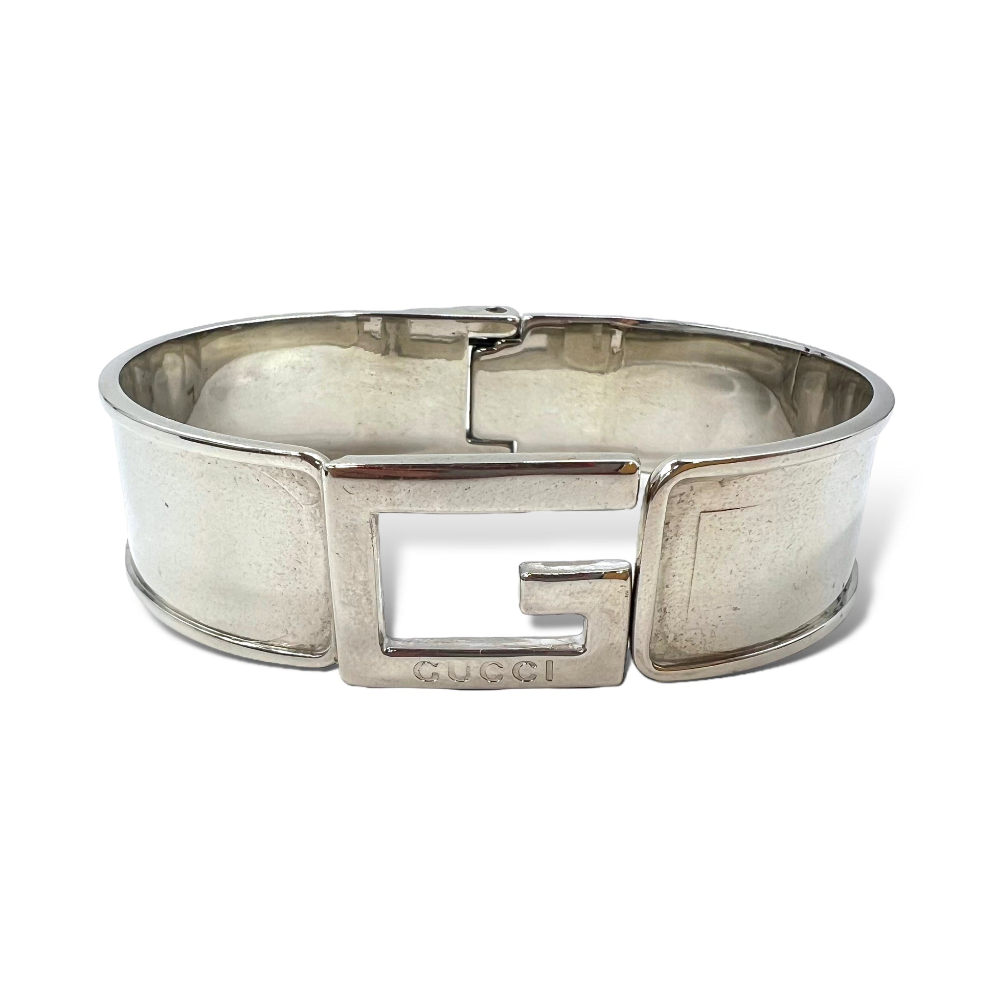 GUCCI G Icon logo motivo bracciale bangle argento Made in Italy