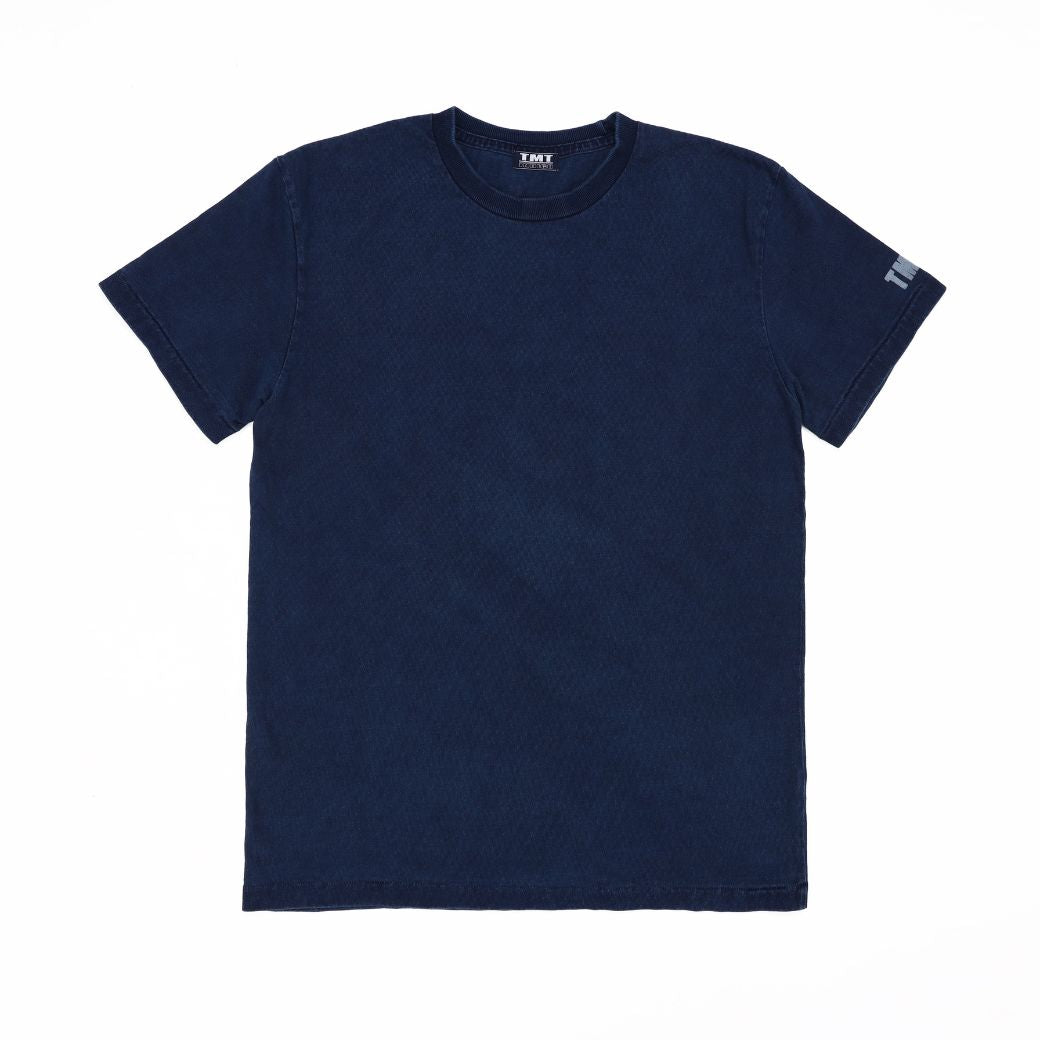 T-SHIRT A MANICA CORTA IN JERSEY DI COTONE INDIGO／INDIGO