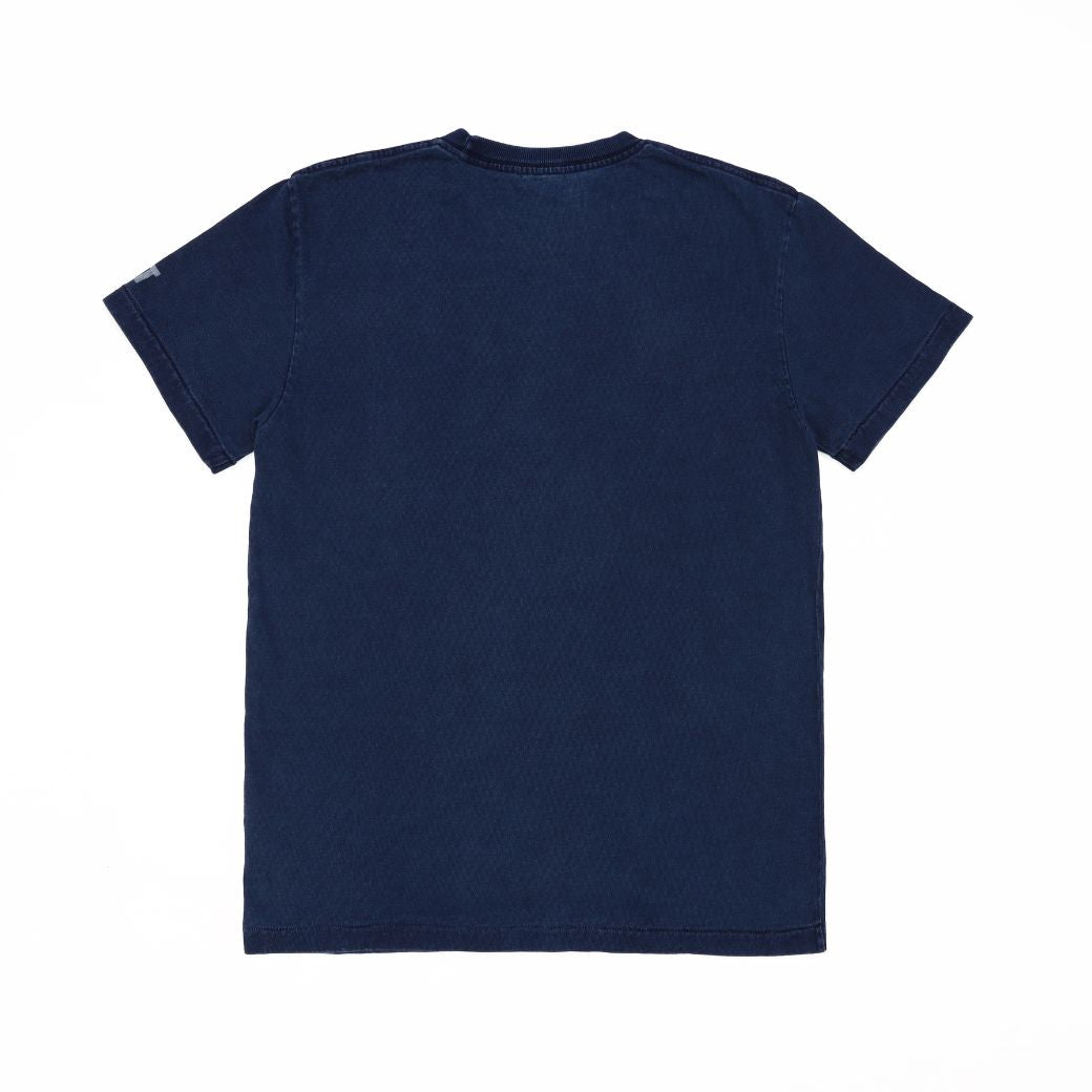 T-SHIRT A MANICA CORTA IN JERSEY DI COTONE INDIGO／INDIGO