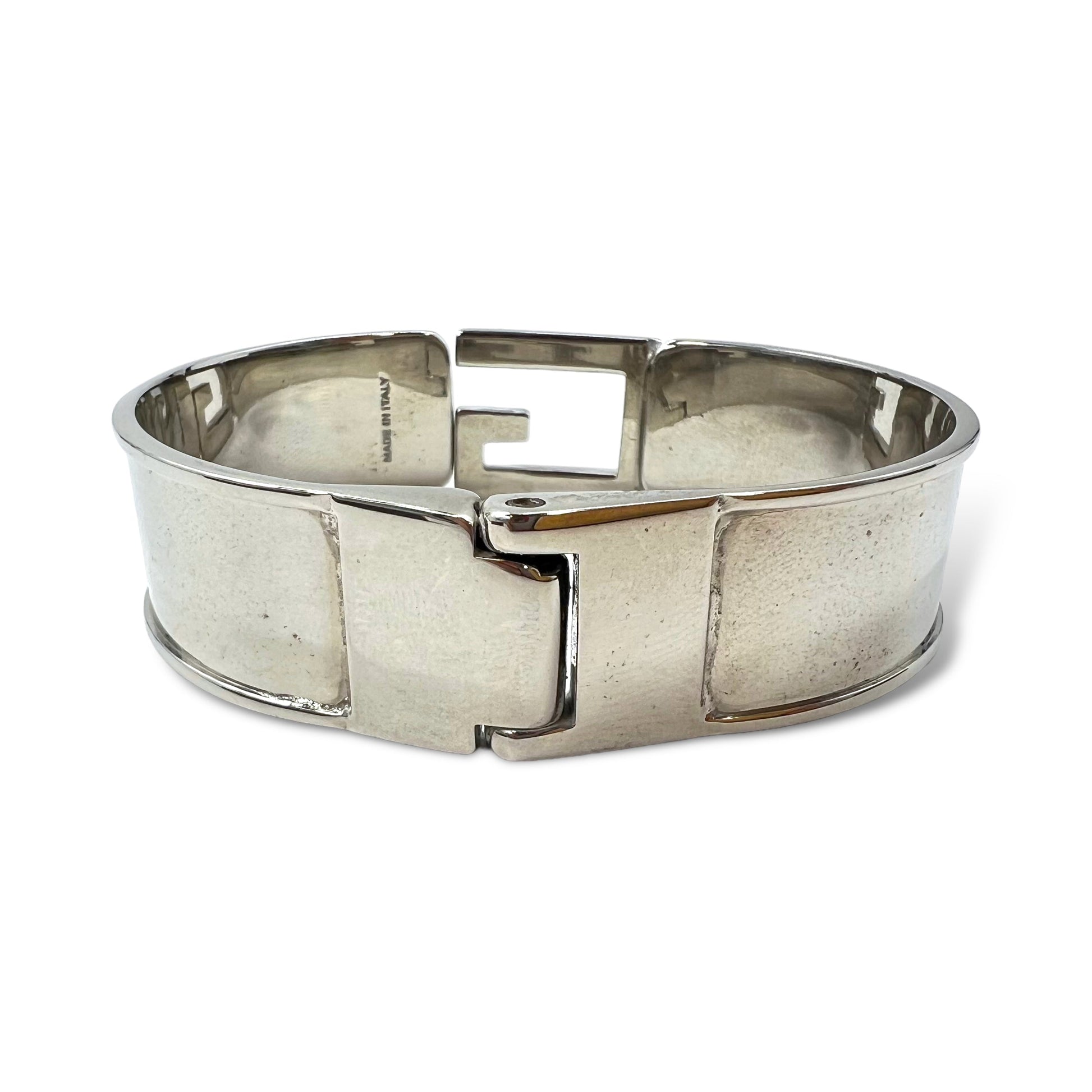 GUCCI G Icon logo motivo bracciale bangle argento Made in Italy