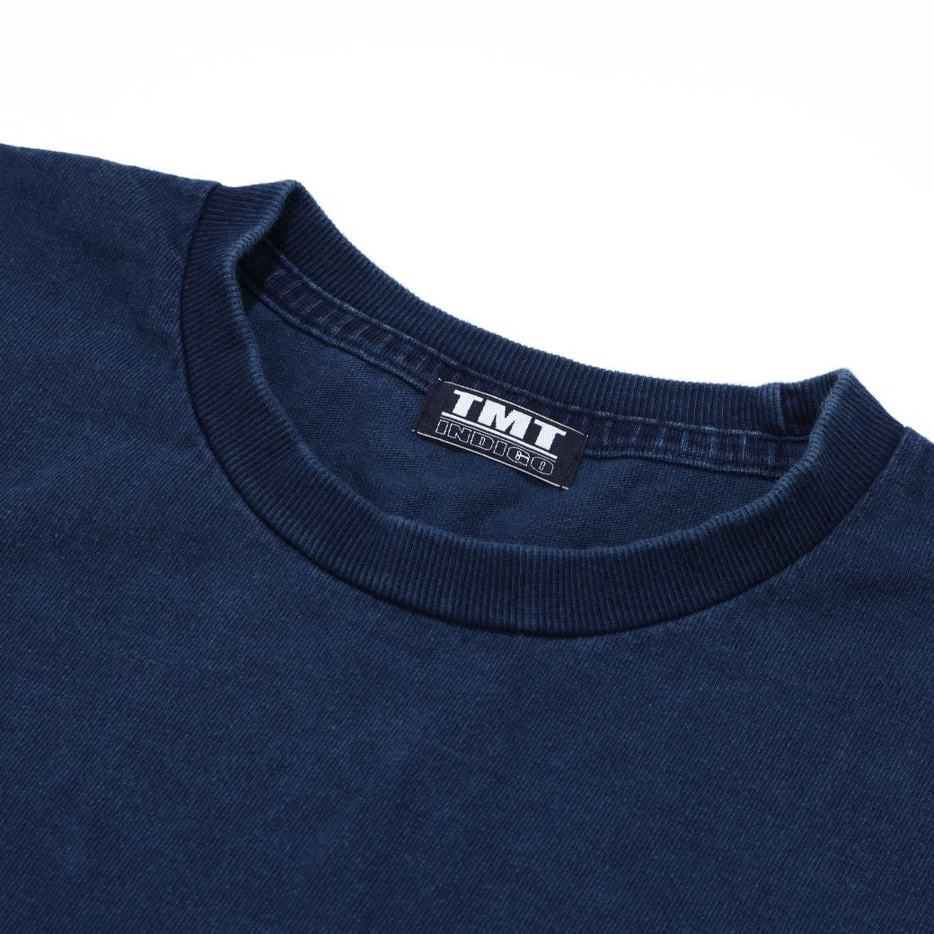 T-SHIRT A MANICA CORTA IN JERSEY DI COTONE INDIGO／INDIGO