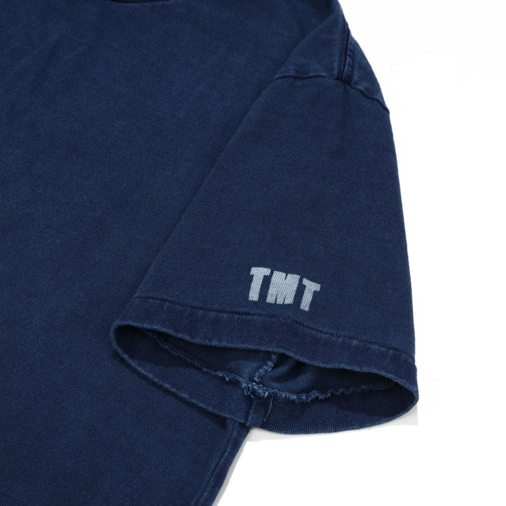 T-SHIRT A MANICA CORTA IN JERSEY DI COTONE INDIGO／INDIGO