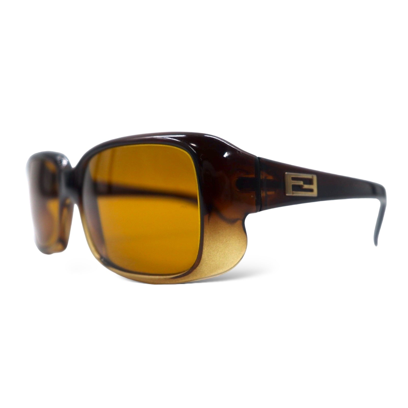 FENDI Occhiali da sole rettangolari marroni con logo FF, made in Italy, SL7672