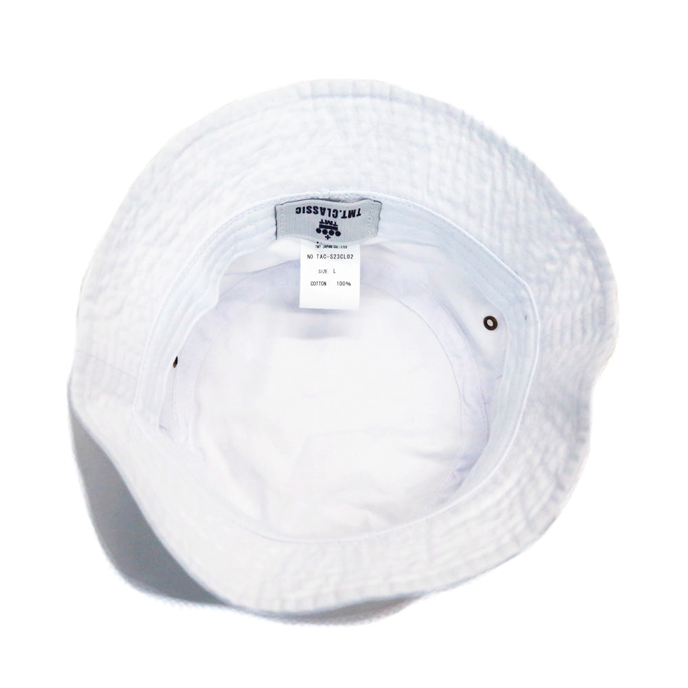 CAPPELLO ALLA PESCATORE CON LOGO A CERCHIO / BIANCO