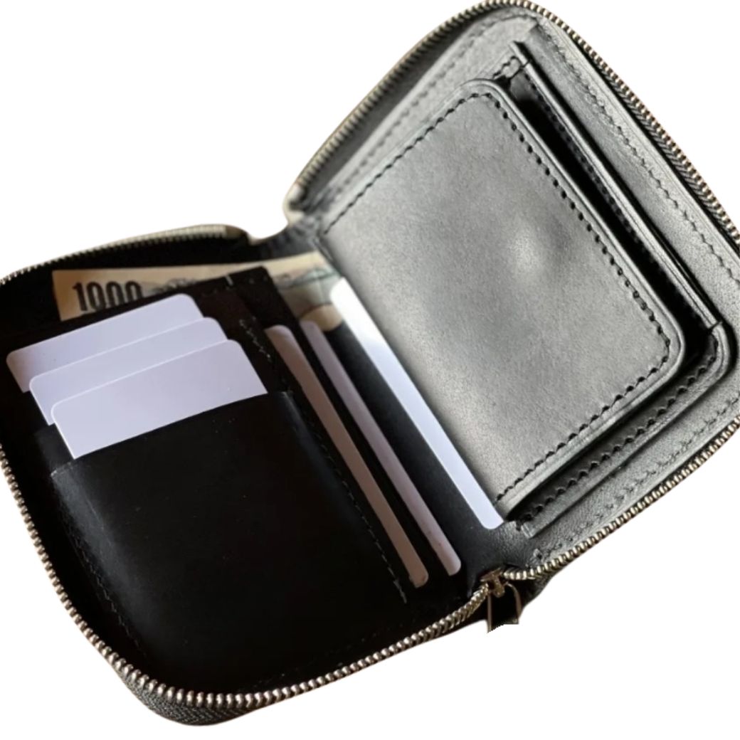 INDIGO LEATHER STADS WALLET (MIDDLE)