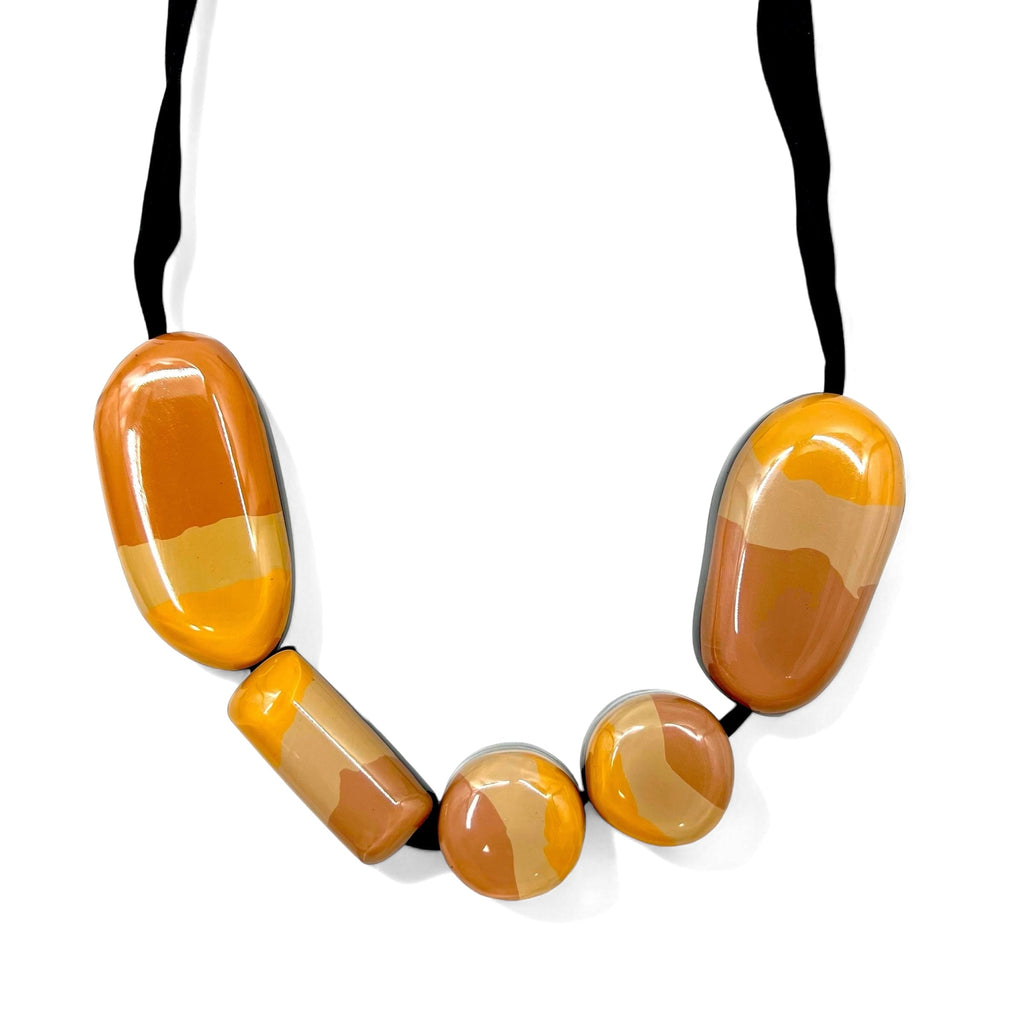MARNI Collana con fiocco, Choker con pietre, Pendente Marrone Arancione