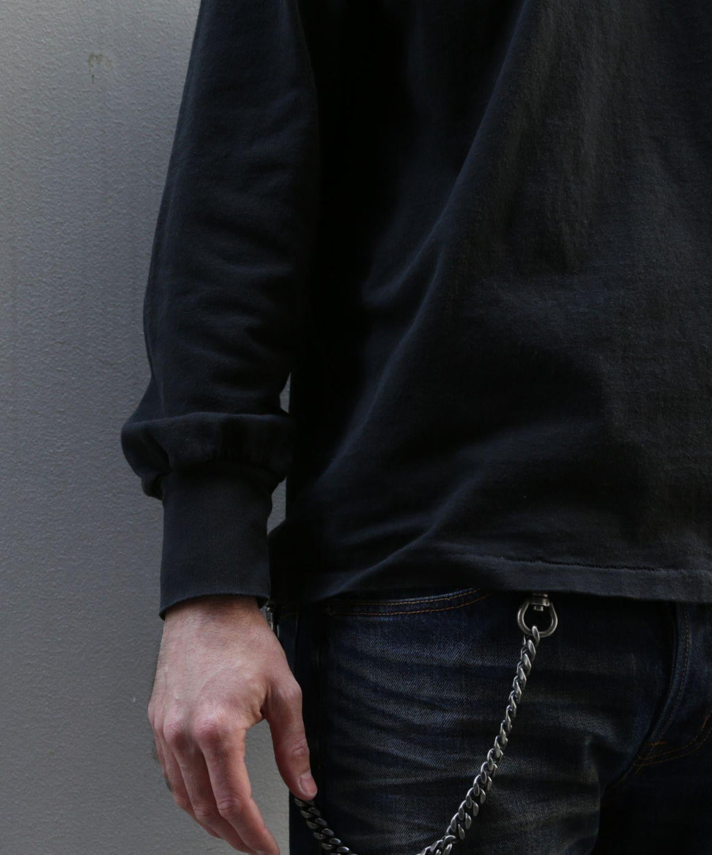 DRY COTTON JERSEY EMBROIDERY L/STEE／BLACK