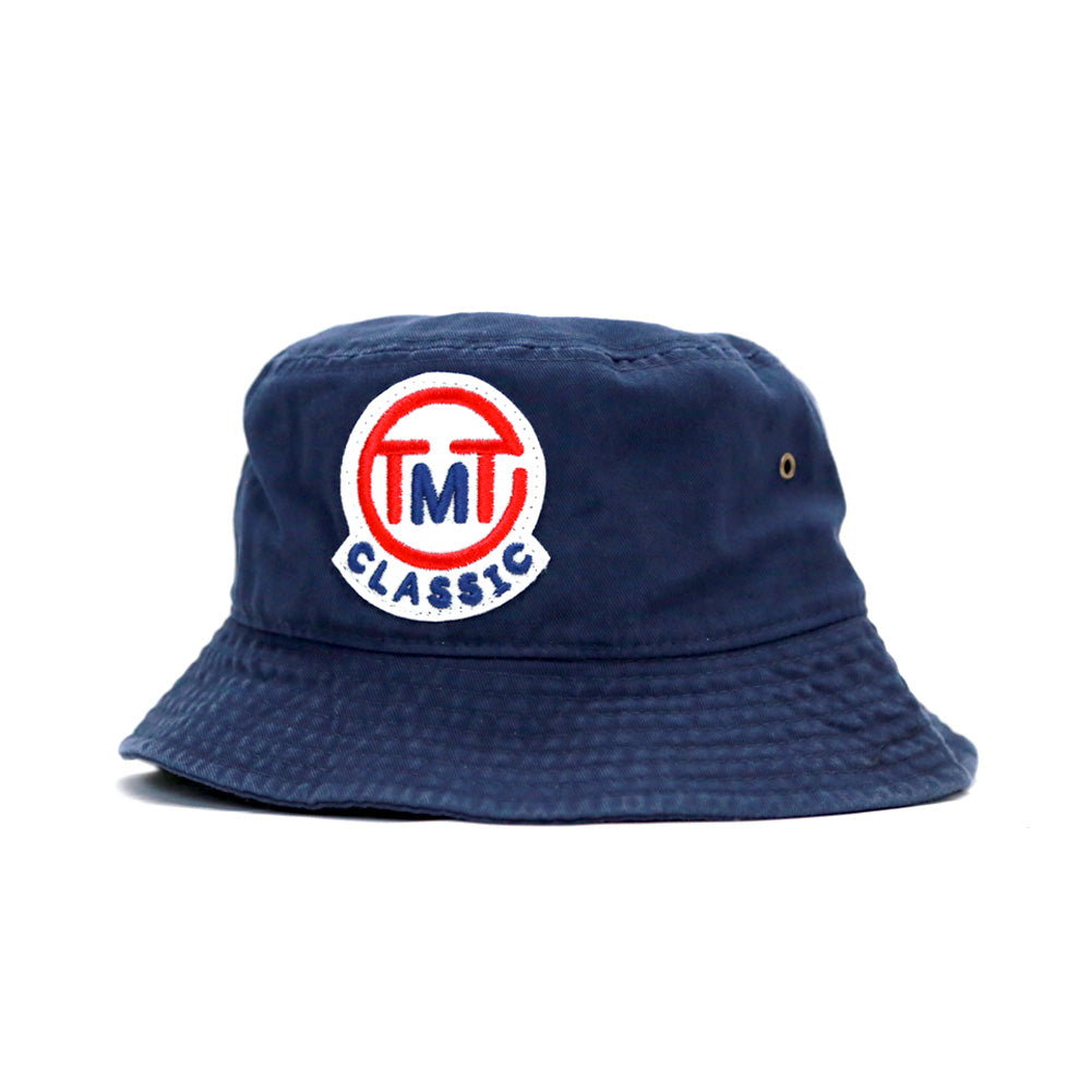 CAPPELLO DA PESCATORE CON LOGO A CERCHIO / BLU MARINO