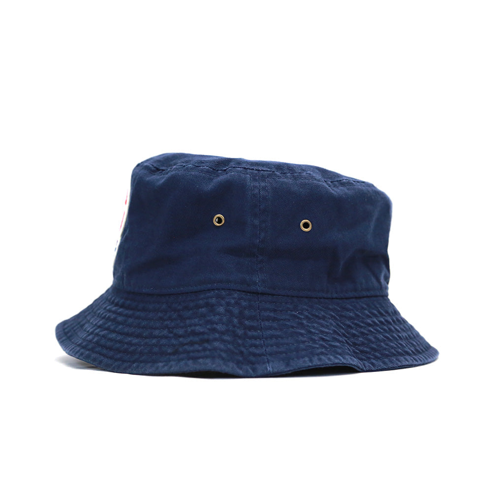 CAPPELLO DA PESCATORE CON LOGO A CERCHIO / BLU MARINO