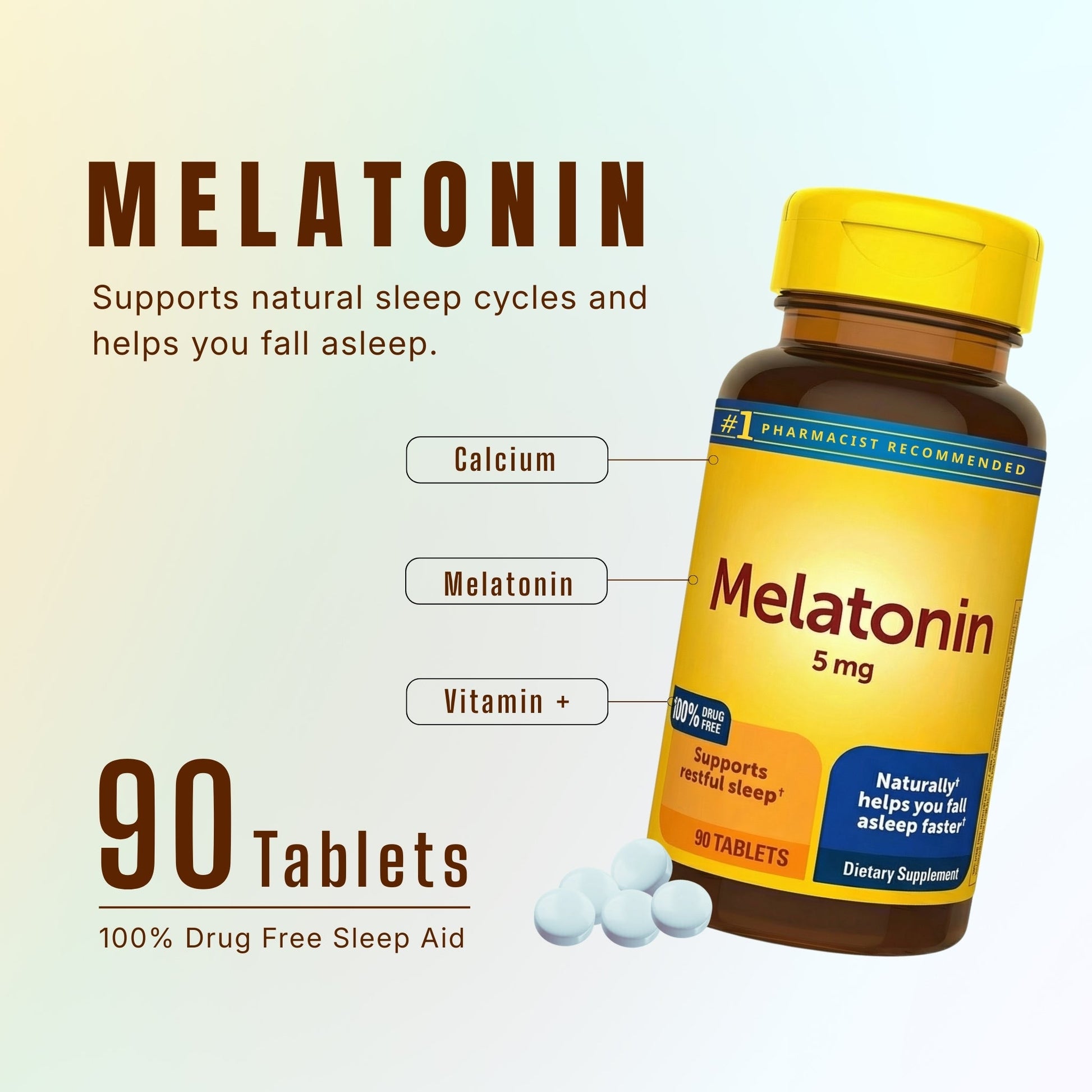 Melatonin Tablets | 90 Count | Consistent Sleep Support
