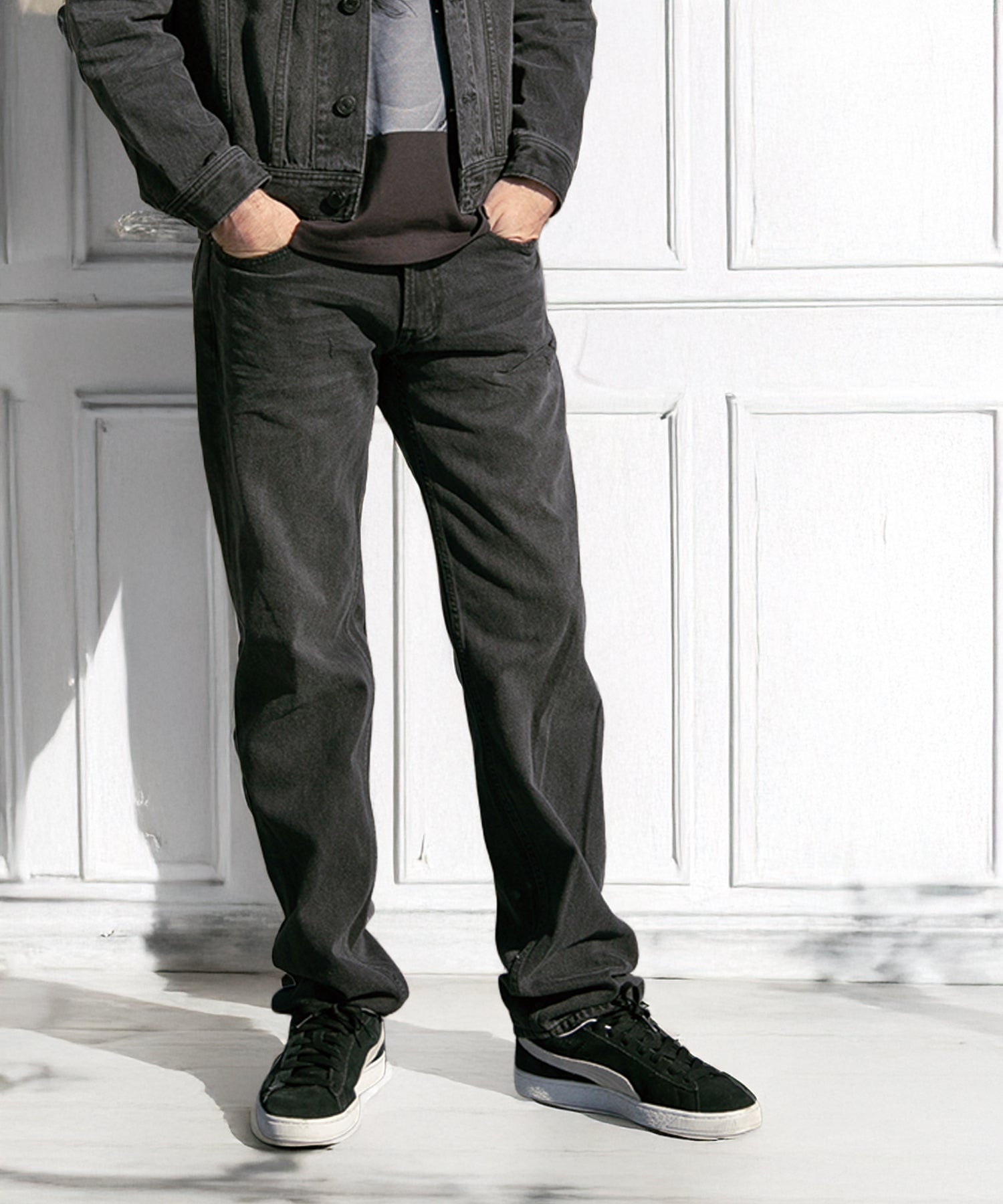 JEANS DRITTI 5 TASCHE IN DENIM NERO MORBIDO 12 once