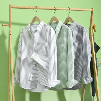 Camicia a maniche lunghe in cotone con motivo a righe da uomo, unisex, casual, giacca estiva, novità 2022, primavera estate autunno ★ 3 colori disponibili Sconto del 10% ancora per 5 giorni!