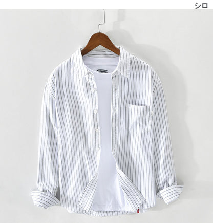 Camicia a maniche lunghe in cotone con motivo a righe da uomo, unisex, casual, giacca estiva, novità 2022, primavera estate autunno ★ 3 colori disponibili Sconto del 10% ancora per 5 giorni!