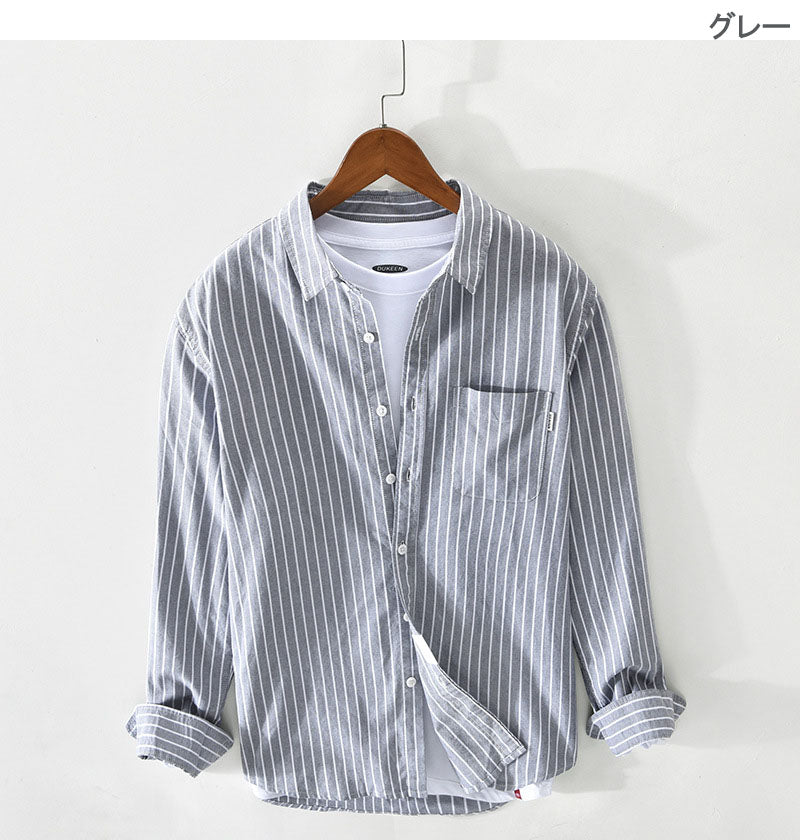 Camicia a maniche lunghe in cotone con motivo a righe da uomo, unisex, casual, giacca estiva, novità 2022, primavera estate autunno ★ 3 colori disponibili Sconto del 10% ancora per 5 giorni!