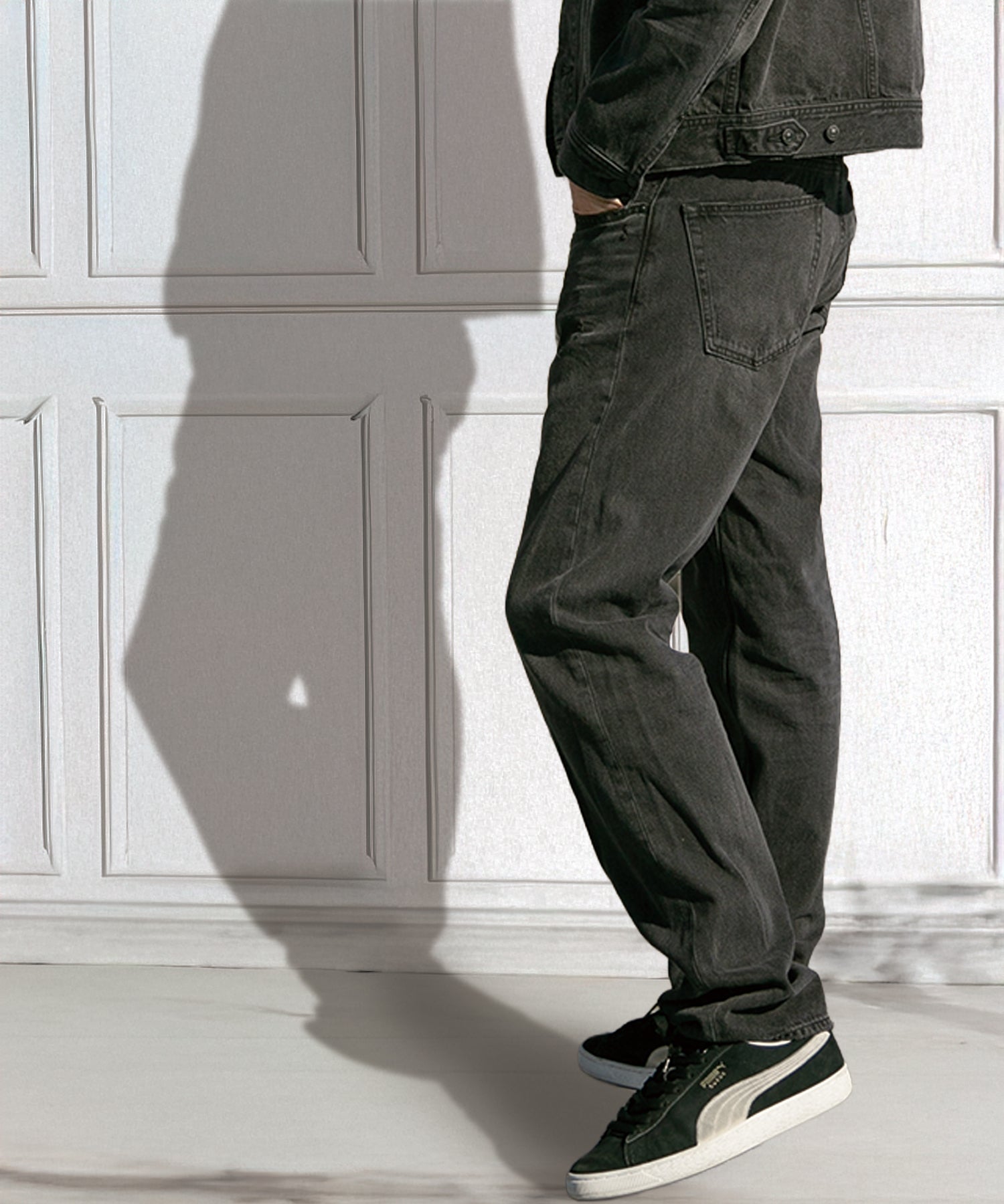 JEANS DRITTI 5 TASCHE IN DENIM NERO MORBIDO 12 once