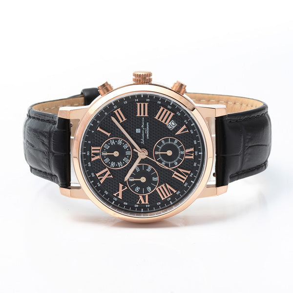 正規品 SalvatoreMarra 腕時計 サルバトーレマーラ SM22103-PGBK 日常生活防水 日付表示 レザーベルト