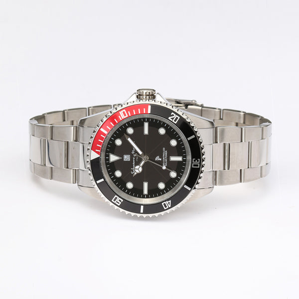 正規品 SalvatoreMarra 腕時計 サルバトーレマーラ SM22110-SSBKRD 10気圧防水 ソーラー充電 メタルベルト