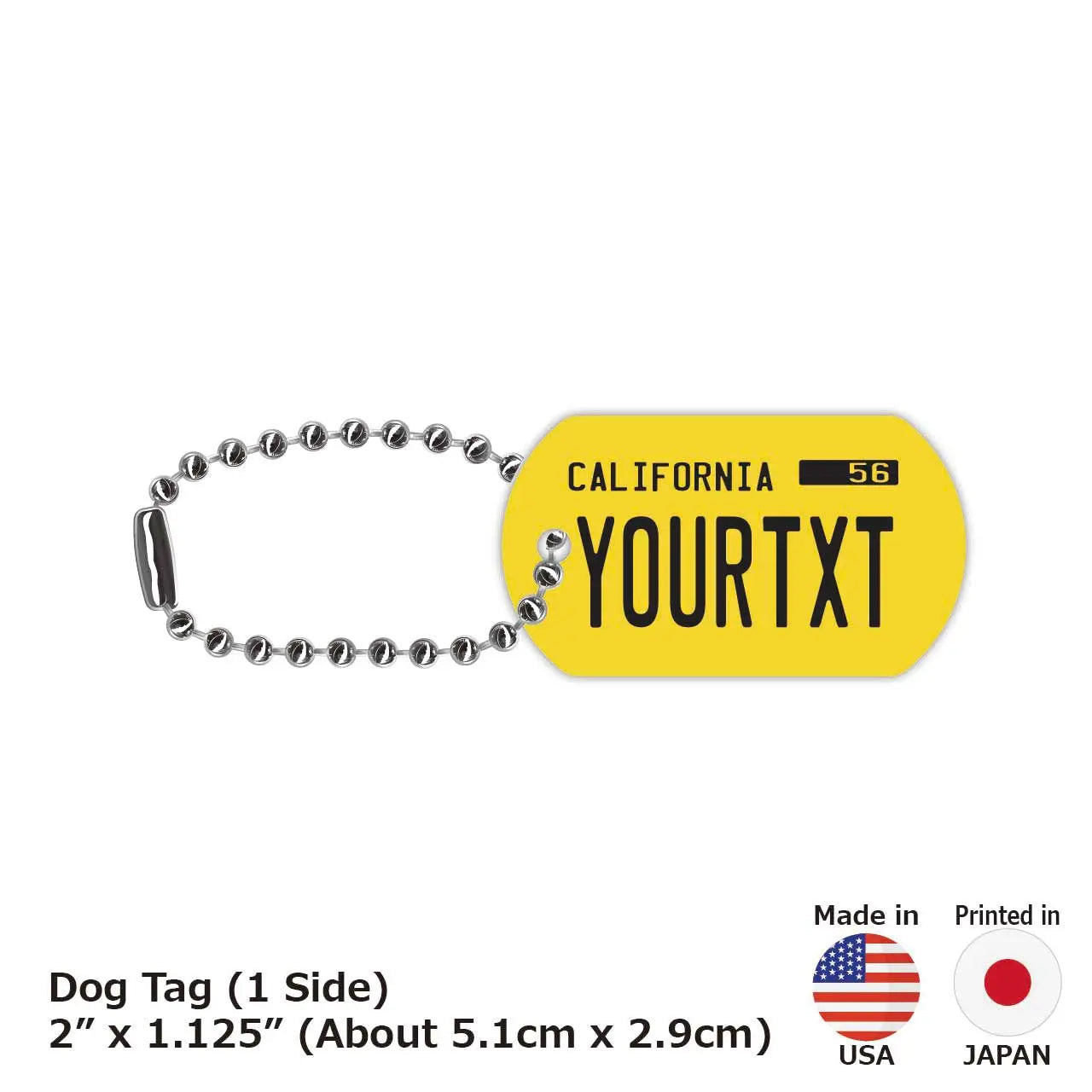 【Targhetta identificativa per cani/Medaglietta per cani】California anni '50/Portachiavi personalizzato a forma di targa americana originale