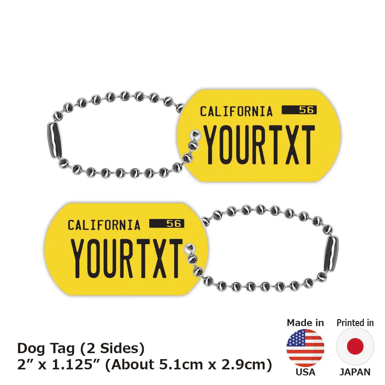 【Targhetta identificativa per cani/Medaglietta per cani】California anni '50/Portachiavi personalizzato a forma di targa americana originale