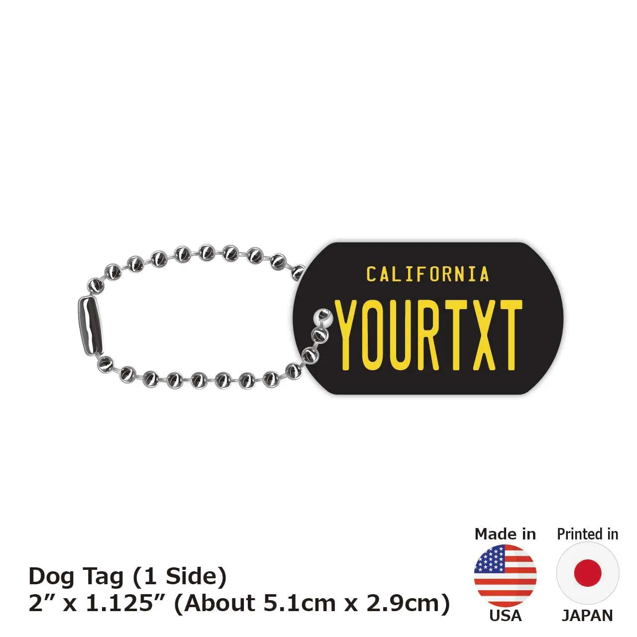 【Medaglietta identificativa per cani - Targhetta identificativa per cani】California anni '60/Targhetta portachiavi personalizzata a forma di targa americana originale