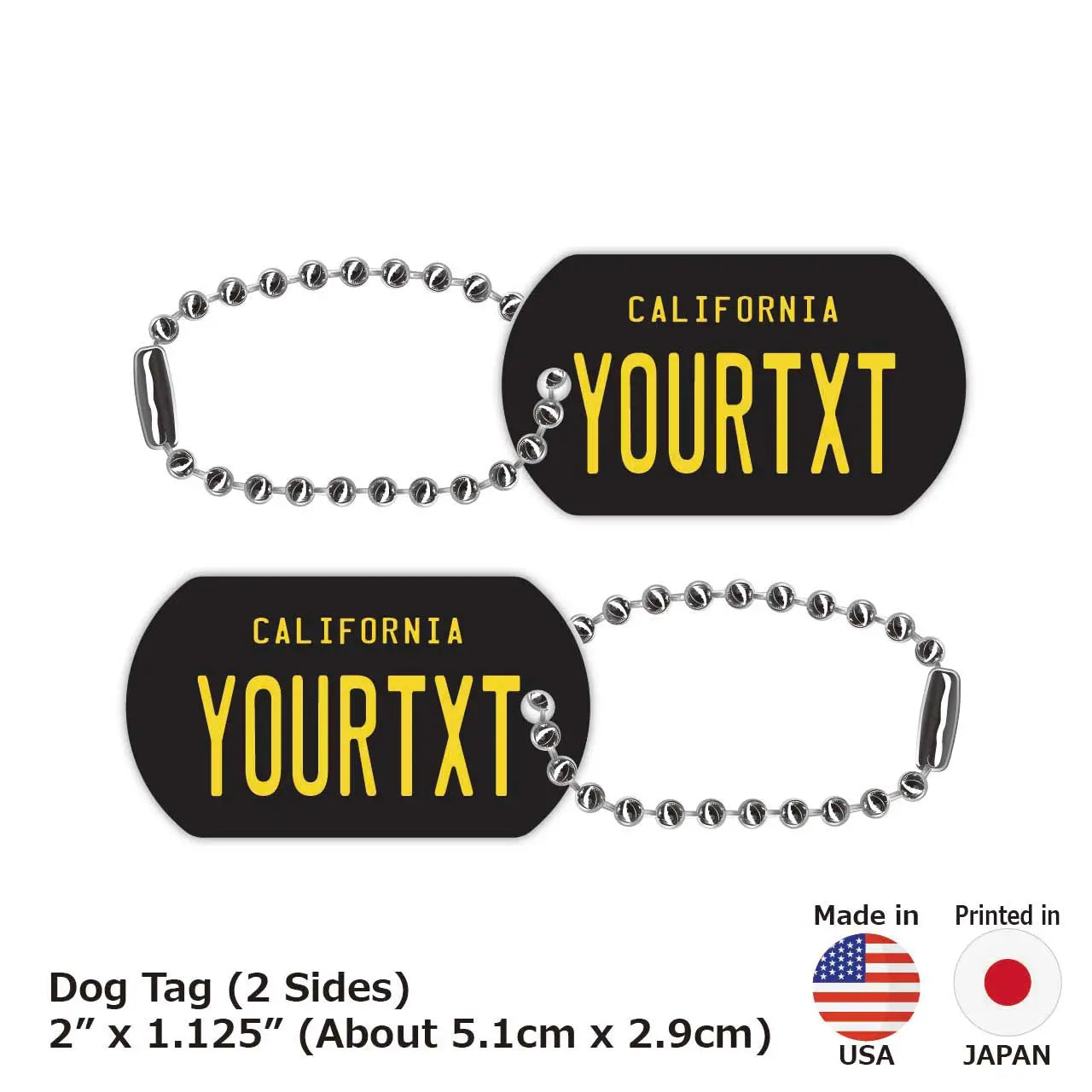 【Medaglietta identificativa per cani - Targhetta identificativa per cani】California anni '60/Targhetta portachiavi personalizzata a forma di targa americana originale