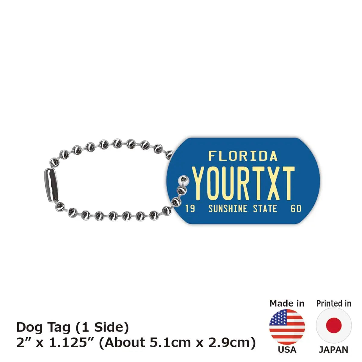 【Medaglietta identificativa per cani - Targhetta】Florida anni '60 / Portachiavi personalizzabile a forma di targa americana originale