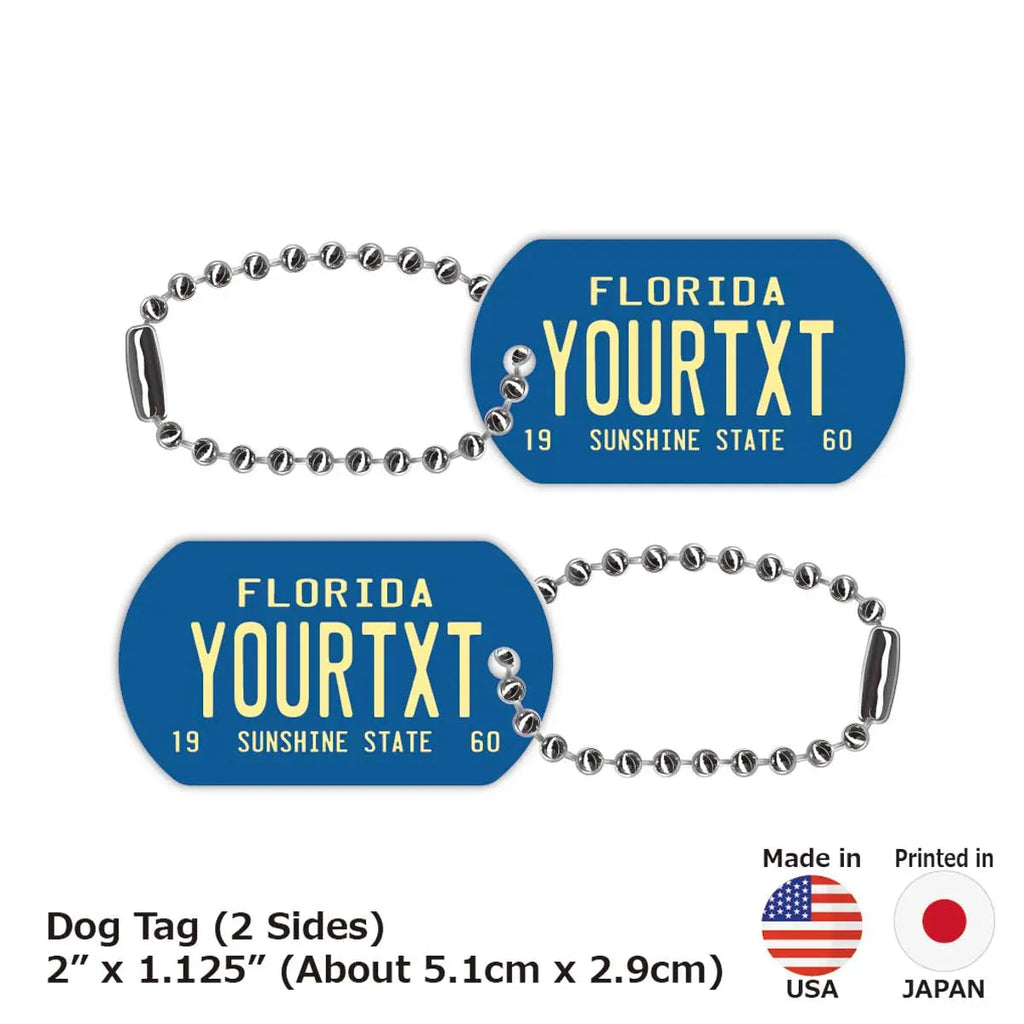 【Medaglietta identificativa per cani - Targhetta】Florida anni '60 / Portachiavi personalizzabile a forma di targa americana originale