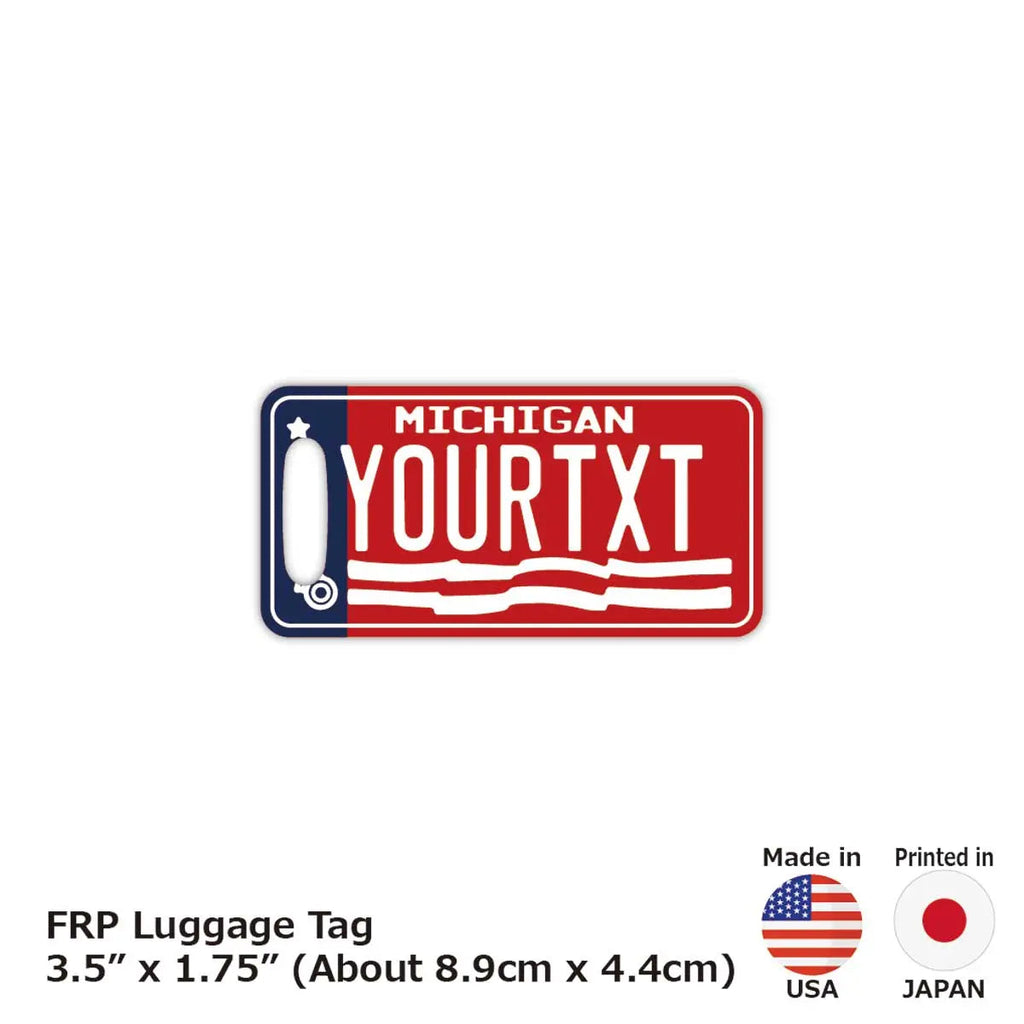 [Etichetta per bagaglio] Michigan 1976/A forma di targa americana originale/Elegante/Etichetta anti-smarrimento
