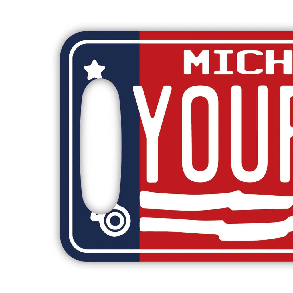 [Etichetta per bagaglio] Michigan 1976/A forma di targa americana originale/Elegante/Etichetta anti-smarrimento