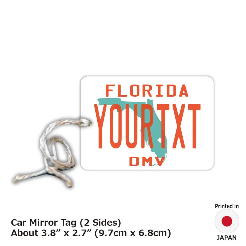 [Cartellino specchietto] Florida anni '80/Profumatore per auto originale a forma di targa americana
