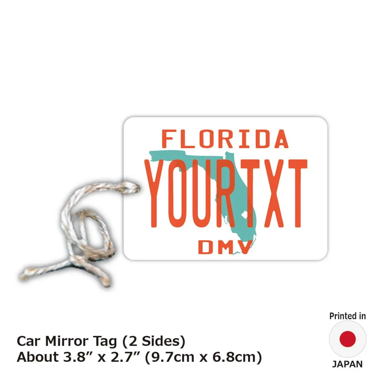 [Cartellino specchietto] Florida anni '80/Profumatore per auto originale a forma di targa americana