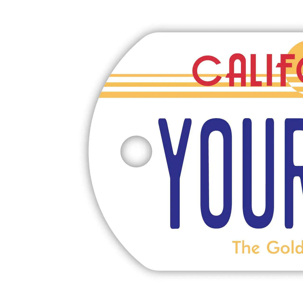 【Medaglietta identificativa per cani/Dog tag】California 1980's / Portachiavi personalizzato a forma di targa americana originale