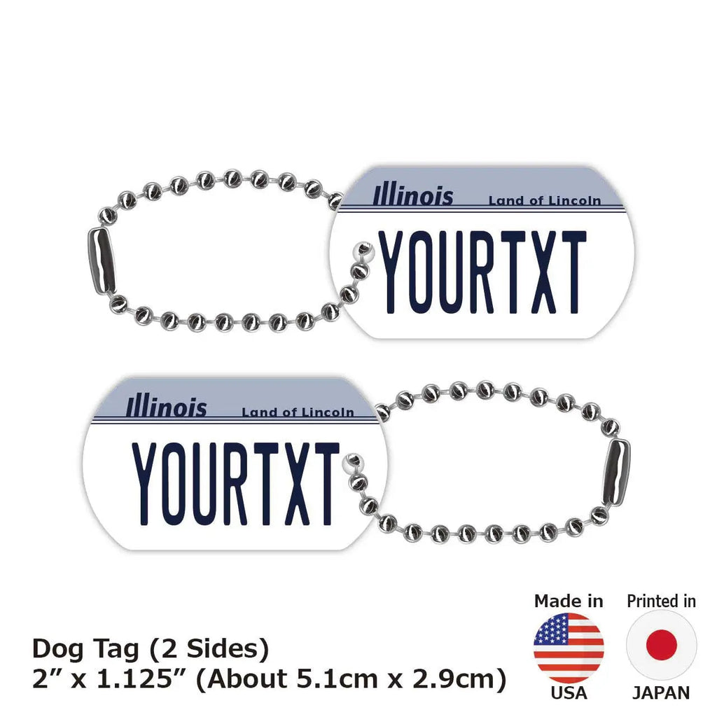 【Medaglietta identificativa per cani/Targhetta per cani】 Illinois 1980's/Portachiavi personalizzabile a forma di targa americana originale