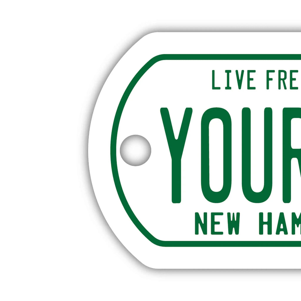 【Medaglietta identificativa per cani/Piastrina identificativa per cani】New Hampshire anni '80/Portachiavi personalizzato a forma di targa americana originale