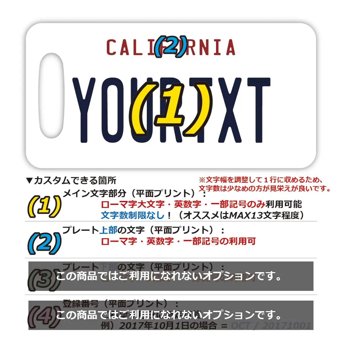 【Etichetta per bagagli】California anni '90/Originale a forma di targa americana, elegante, per evitare smarrimenti