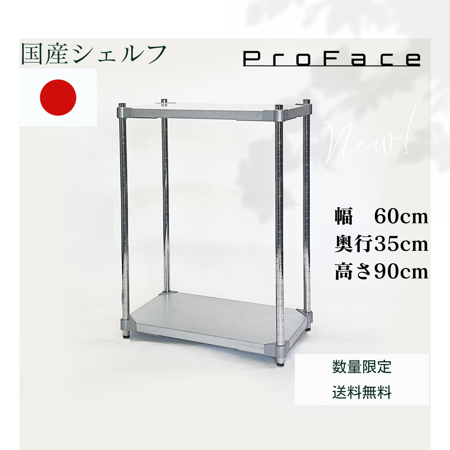 PROFACE Scaffale Galvanizzato a 2 livelli Profondità 35 cm Prodotto a Tsubame-Sanjo