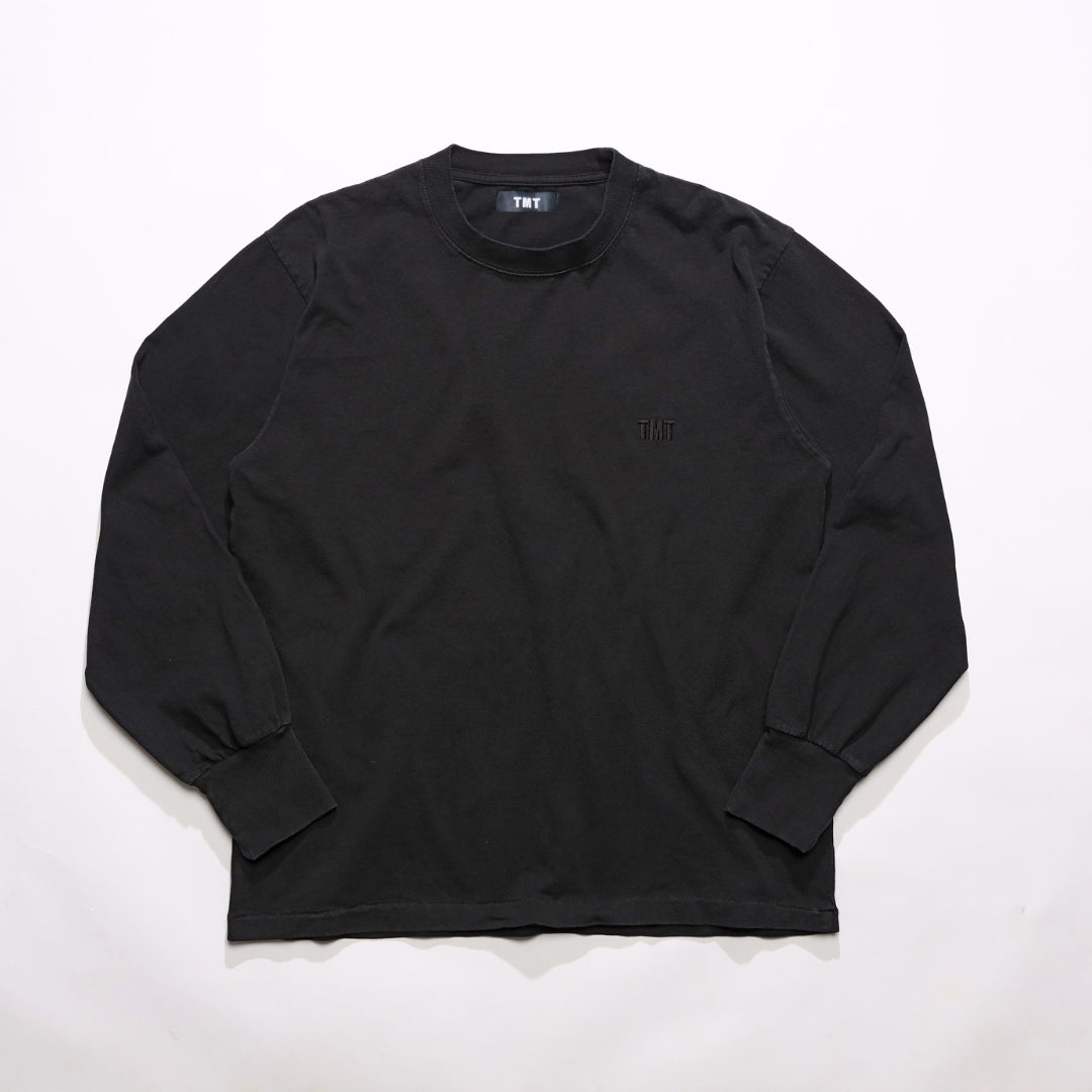 T-SHIRT RICAMO MANICHE LUNGHE IN JERSEY DI COTONE ASCIUTTO/NERO