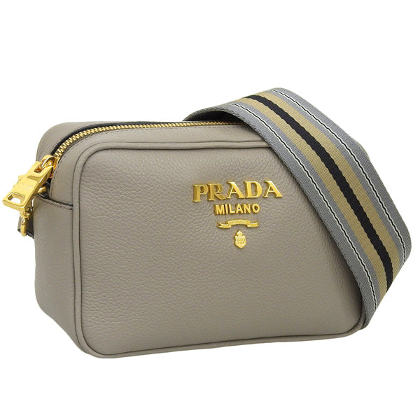 PRADA プラダ バンドリエラ ショルダーバッグ レザー グレー 1BH096VIPH ARGI レディース アウトレット