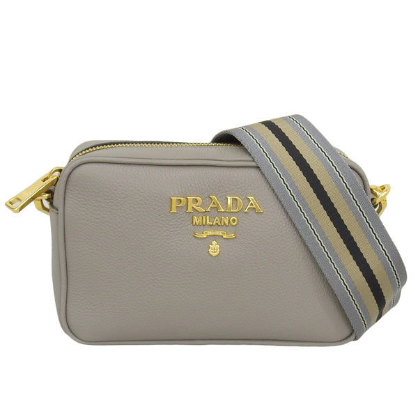 PRADA プラダ バンドリエラ ショルダーバッグ レザー グレー 1BH096VIPH ARGI レディース アウトレット