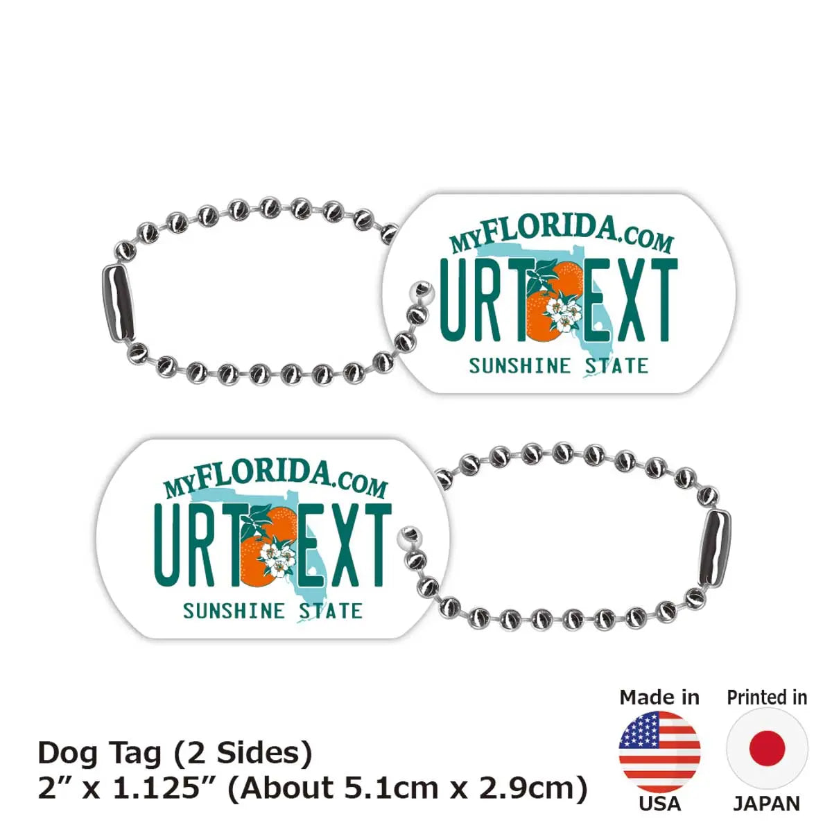 【Medaglietta identificativa per cani/Dog Tag】Florida 2000's/Portachiavi personalizzabile a forma di targa americana originale