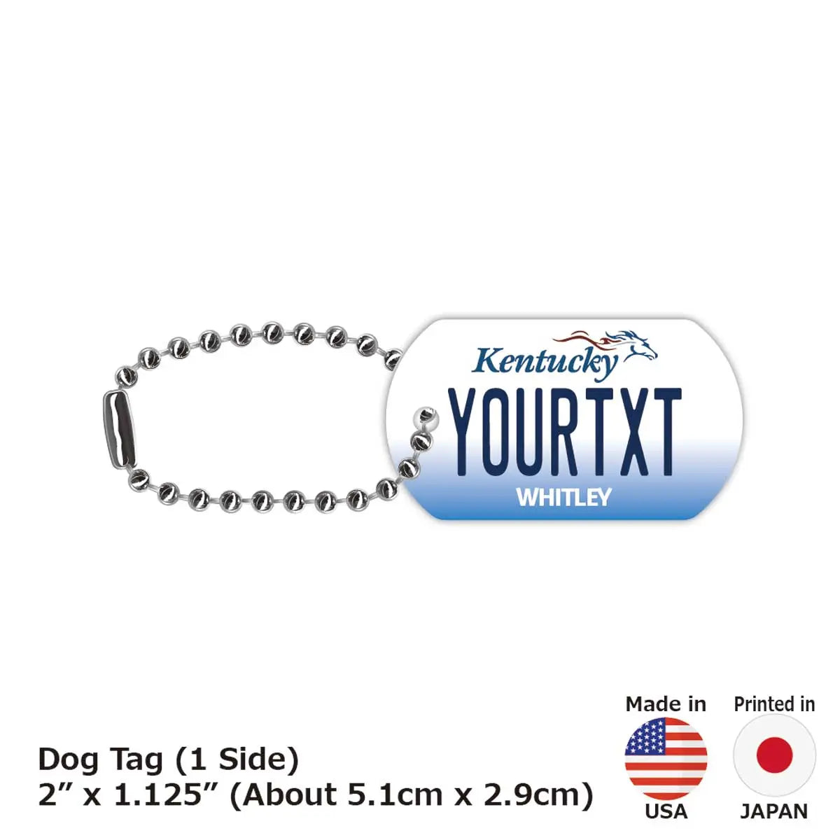 [Medaglietta identificativa per cani/Dog tag] Kentucky 2005 / Portachiavi personalizzato a forma di targa americana originale